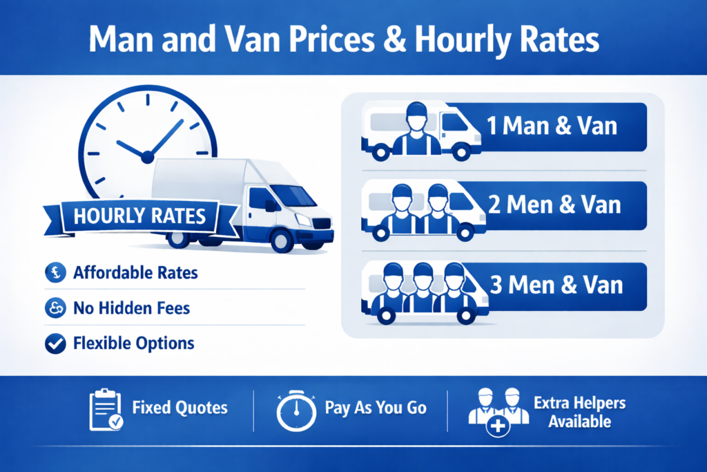 Affordable man and van Crystal Palace pricing structure with hourly rates for removals