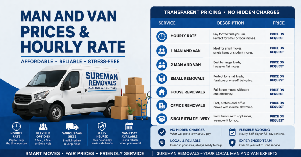 Transparent pricing for man and van services in Manor House
