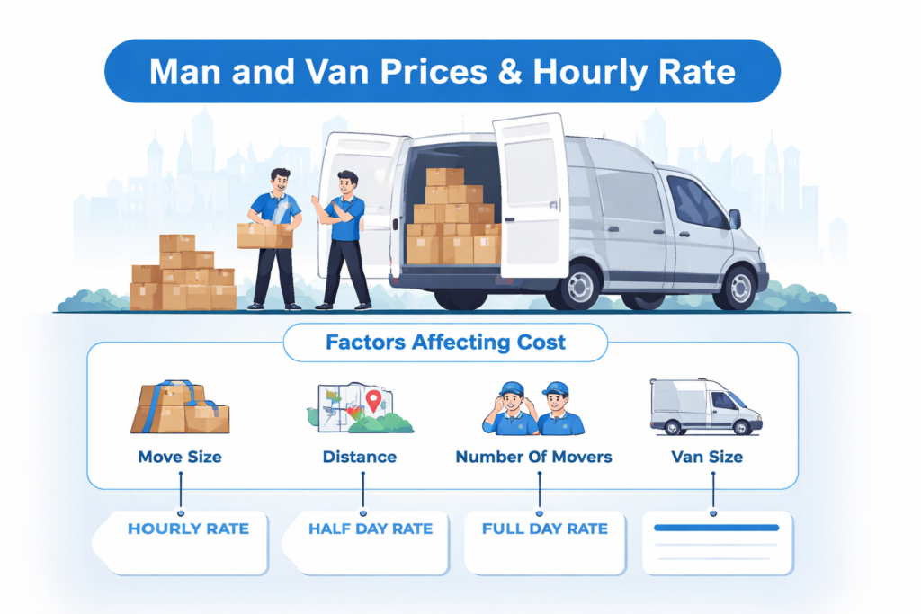 Hourly rate breakdown for man and van services Seven Sisters N15