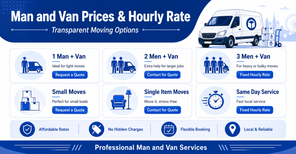 Man and van Stanmore prices and hourly rate infographic
