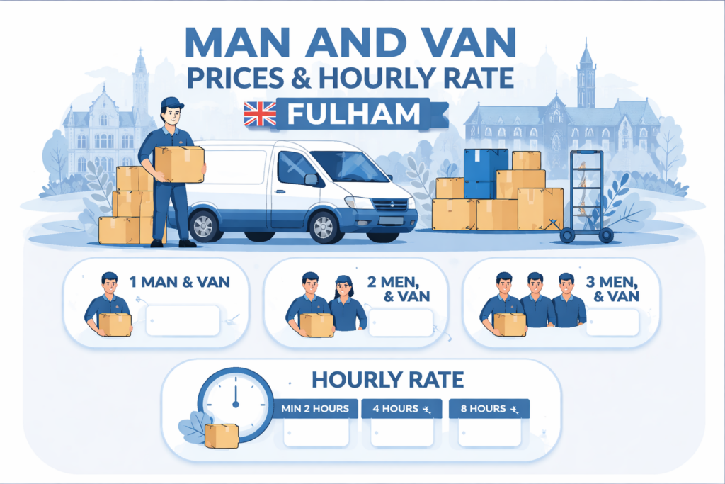 "Fulham Man and Van Pricing and Hourly Rate Infographic"
