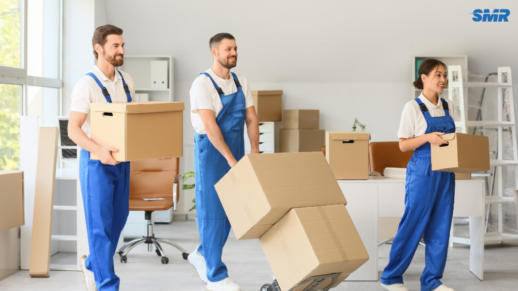Office movers relocating desks and equipment in Fulham