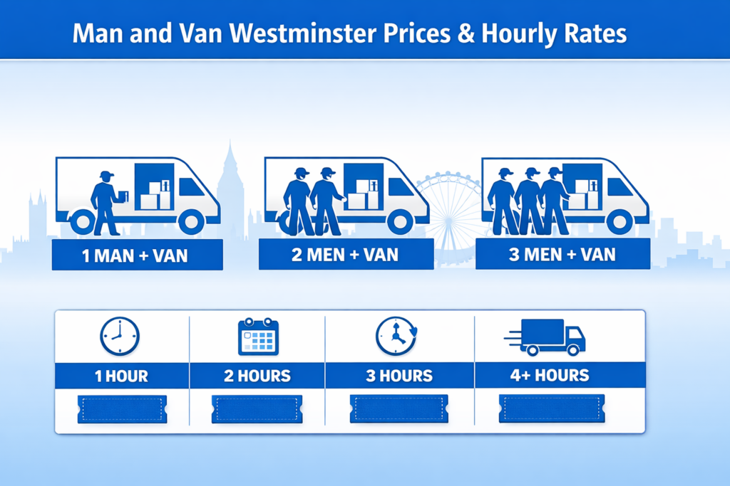 Infographic explaining man and van Chelsea pricing structure