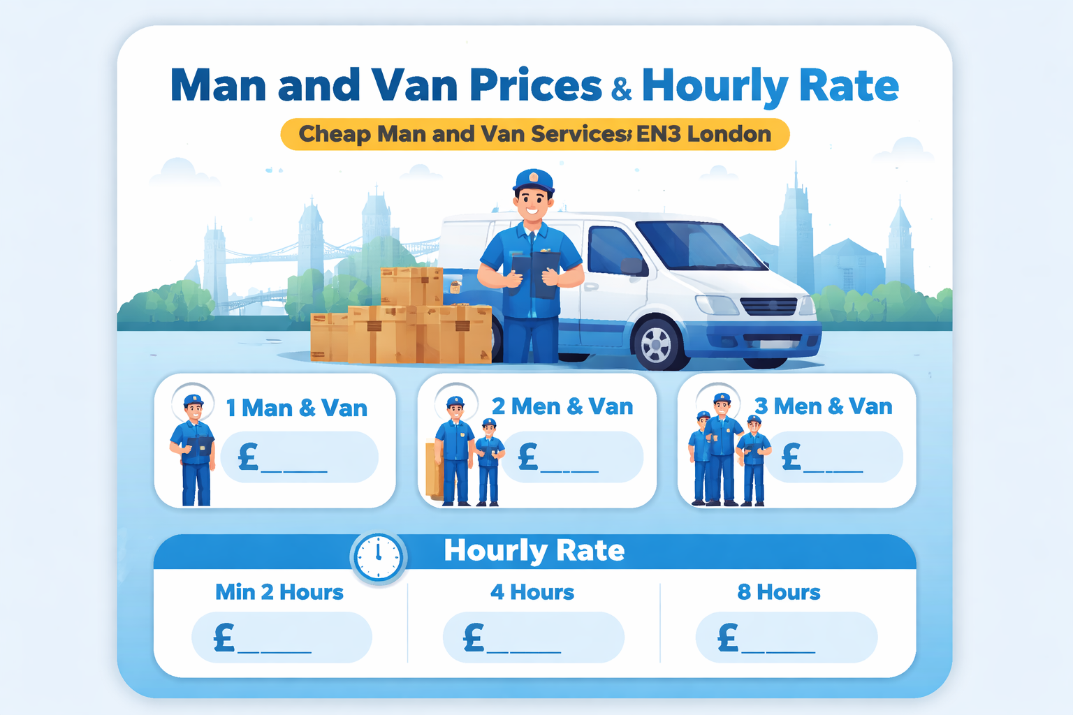"EN3 London Man and Van Pricing and Hourly Rate Infographic"