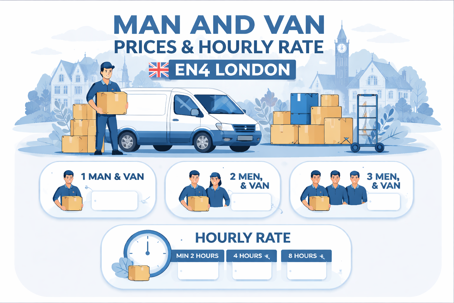"EN4 London Man and Van Pricing and Hourly Rate Infographic"
