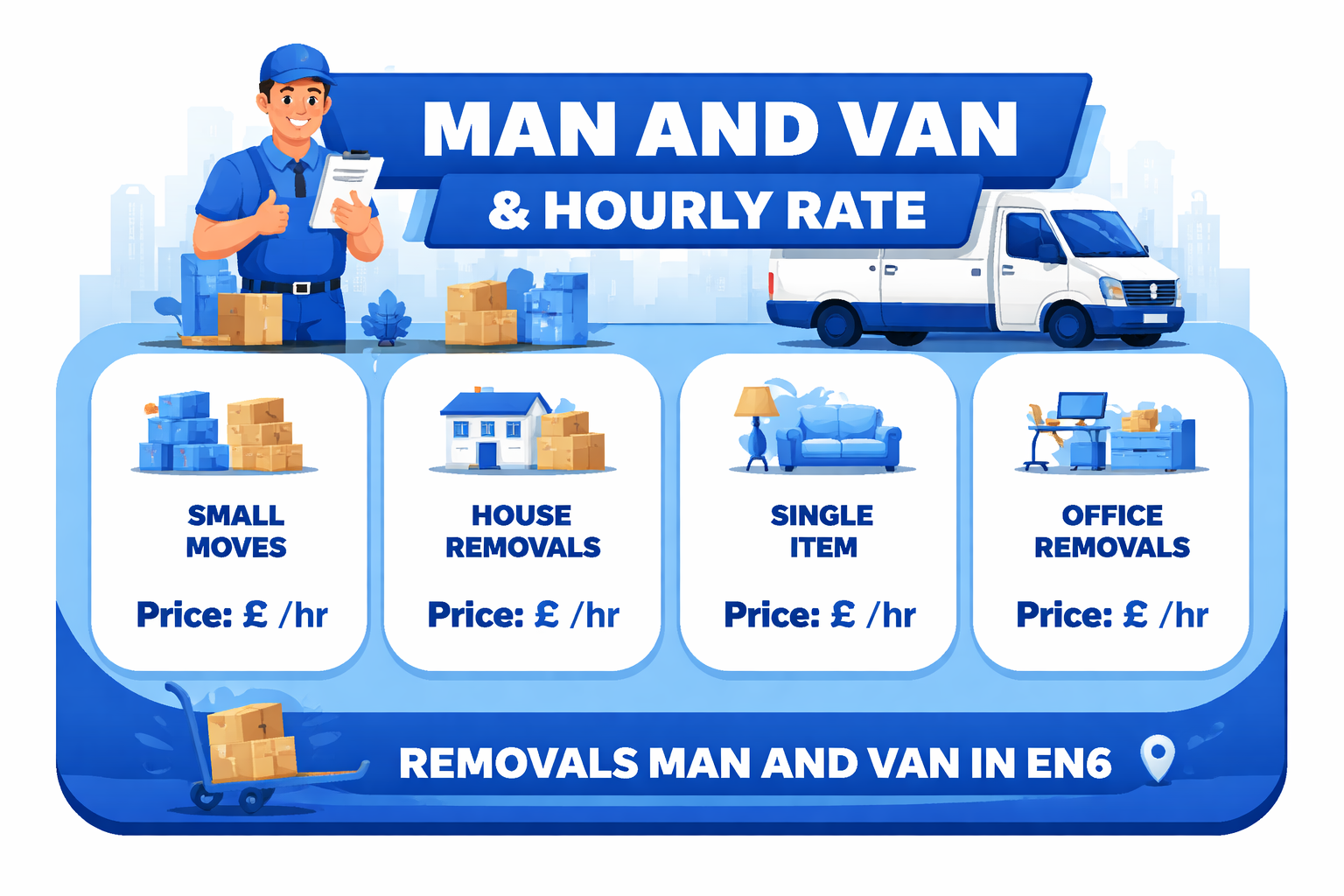 cheap man and van EN6 pricing transparent hourly rate for affordable removals