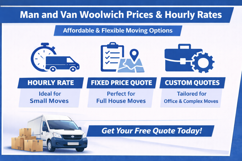 man and van Woolwich prices hourly rate cheap man and van Woolwich cost guide