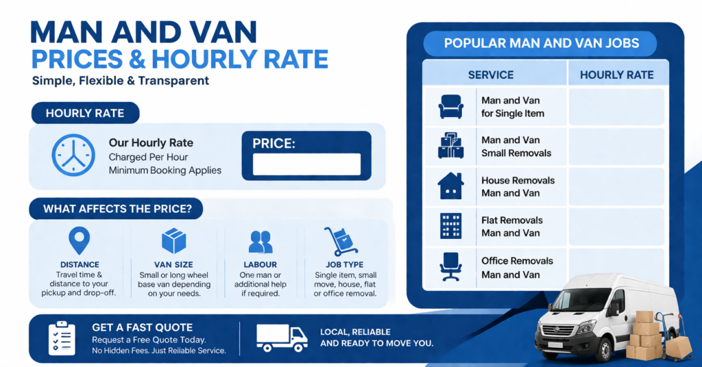 Man and van Osterley prices and hourly rate infographic TW7