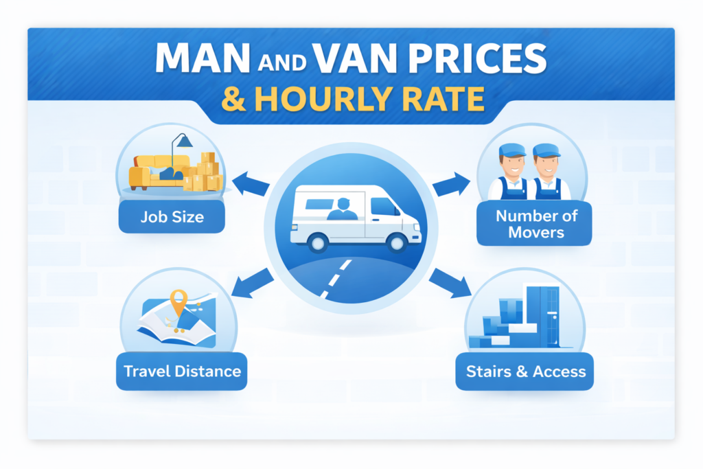 Infographic showing man and van Harrow moving services
