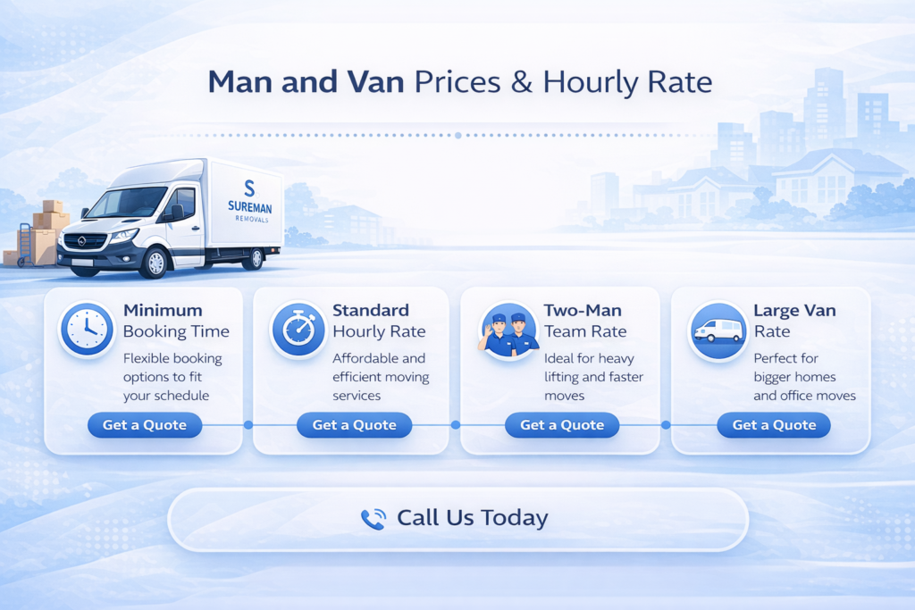 East Ham Park E12 removals infographic showing man and van services