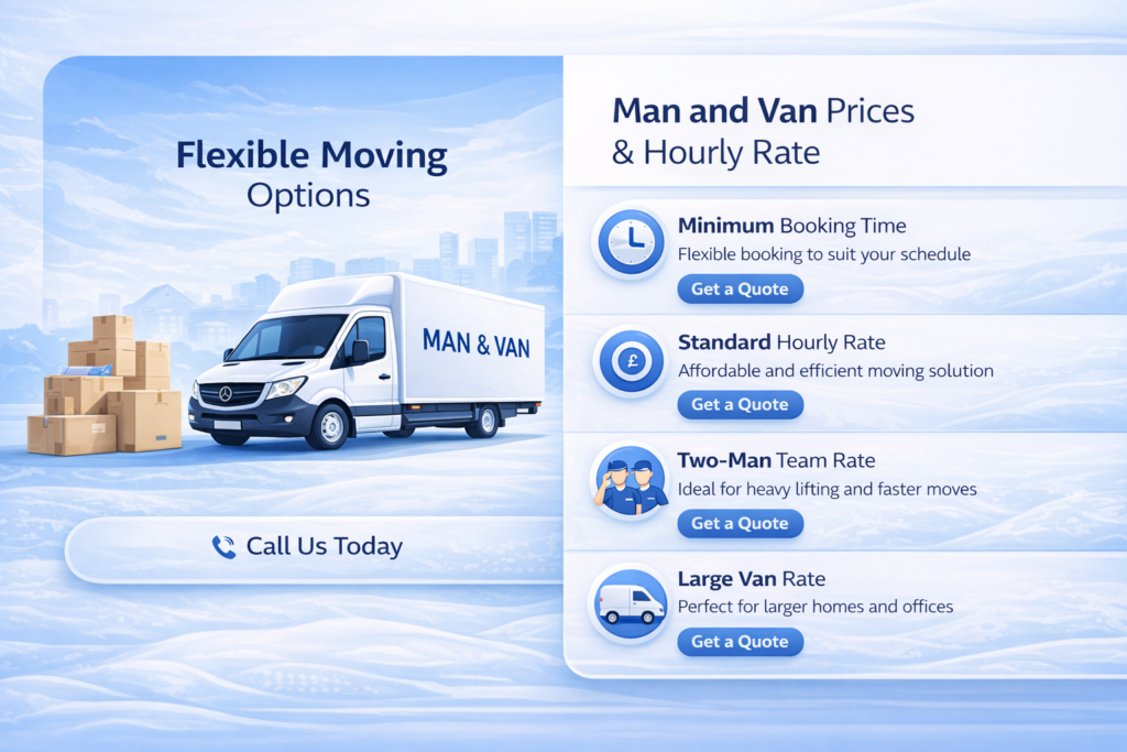 Greenwich SE10 removals infographic showing moving services and transport options
