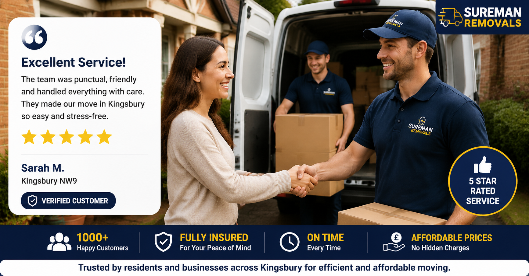 Satisfied customer with movers in Kingsbury NW9