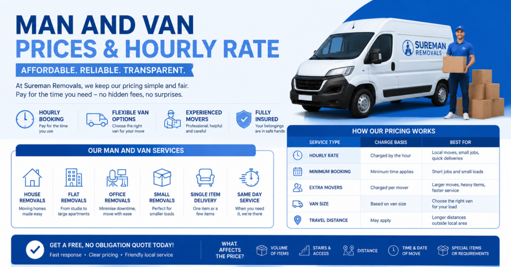 Infographic showing man and van services in HA4 London