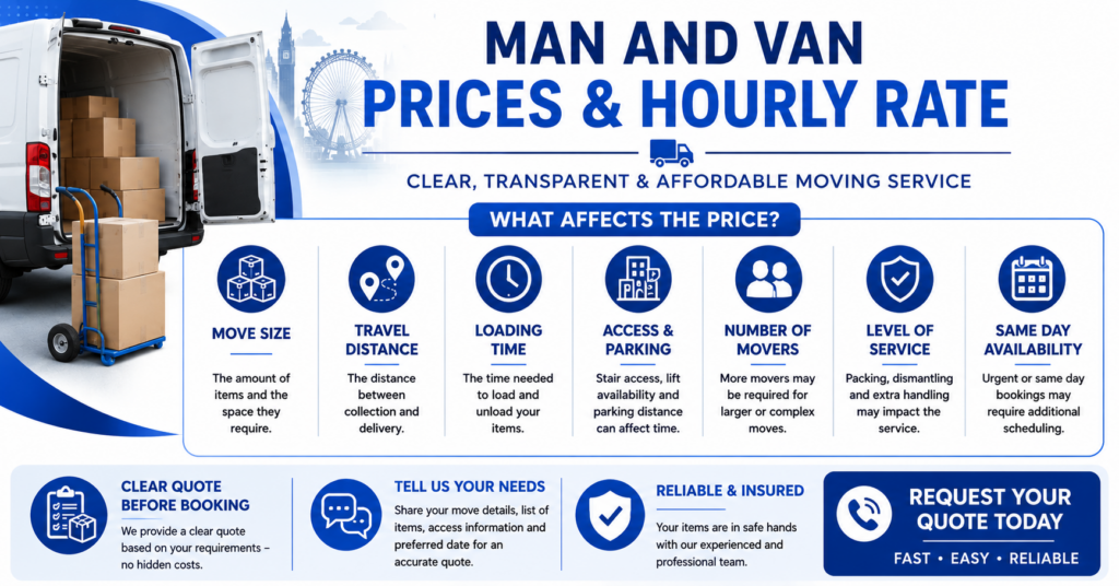 Gospel Oak removals infographic showing moving services and transport options