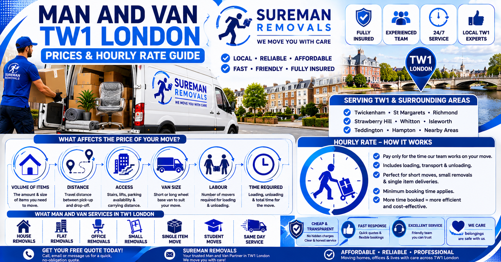 Man and Van TW1 London prices and hourly rate infographic for removals