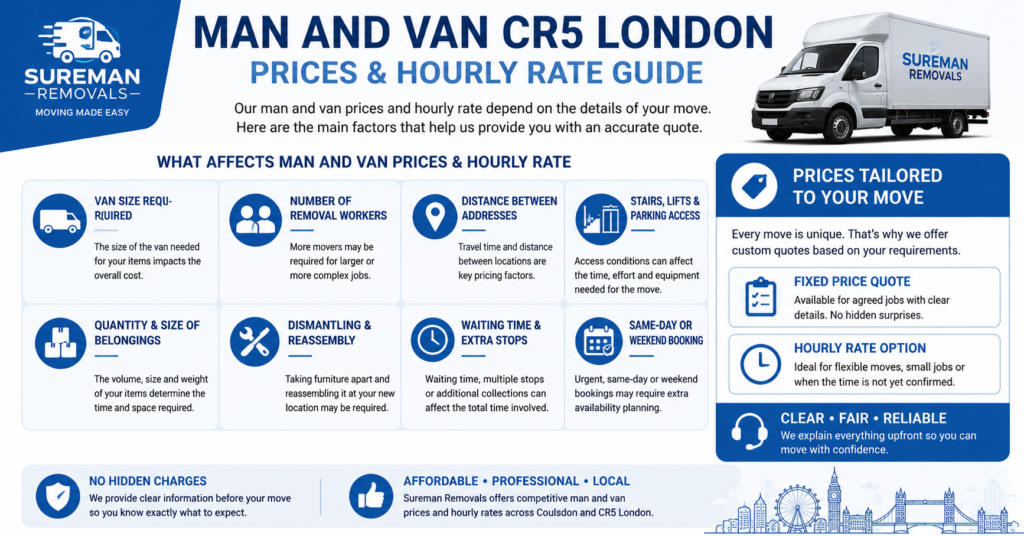 Same-day man and van serving Coulsdon Old Coulsdon and surrounding CR5 London areas