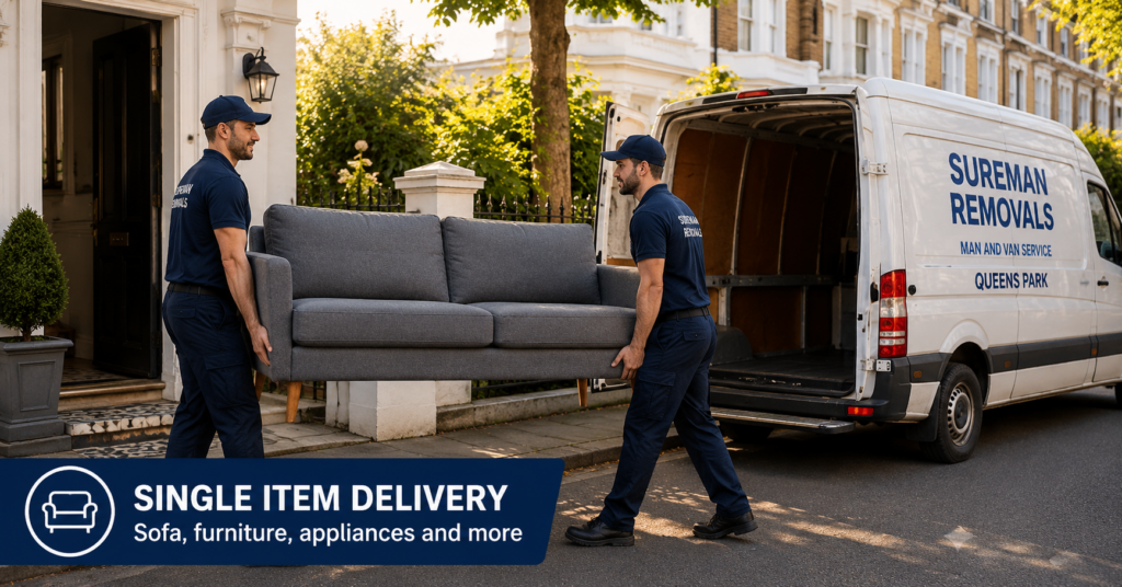 Man and Van for single item Queens Park sofa delivery service