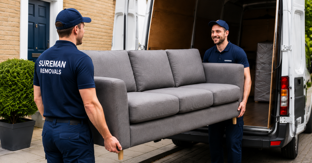 Man and Van Putney team loading boxes into a moving van for an affordable local removal