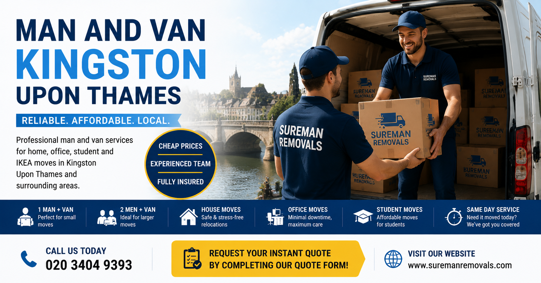 Movers handling boxes in Kingston Upon Thames KT1