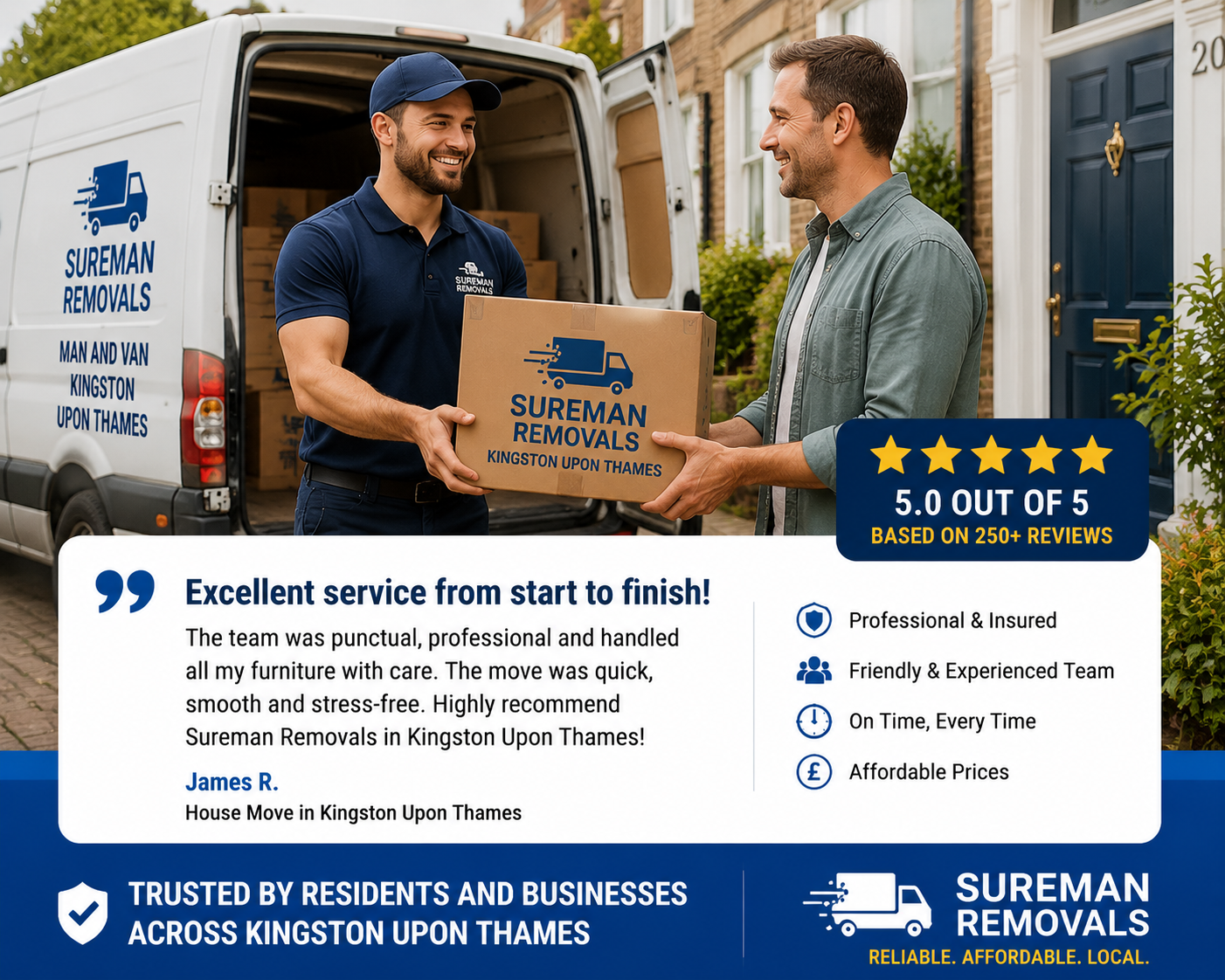 Satisfied customer with movers in Kingston Upon Thames KT1