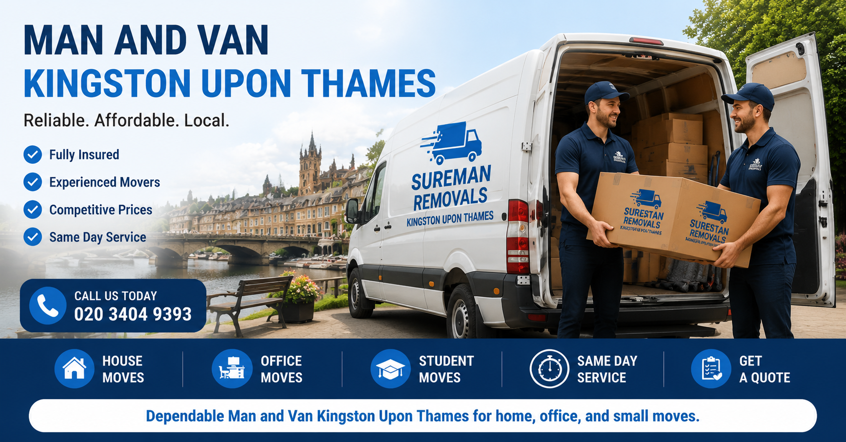 Movers unloading a van in Kingston Upon Thames NW9