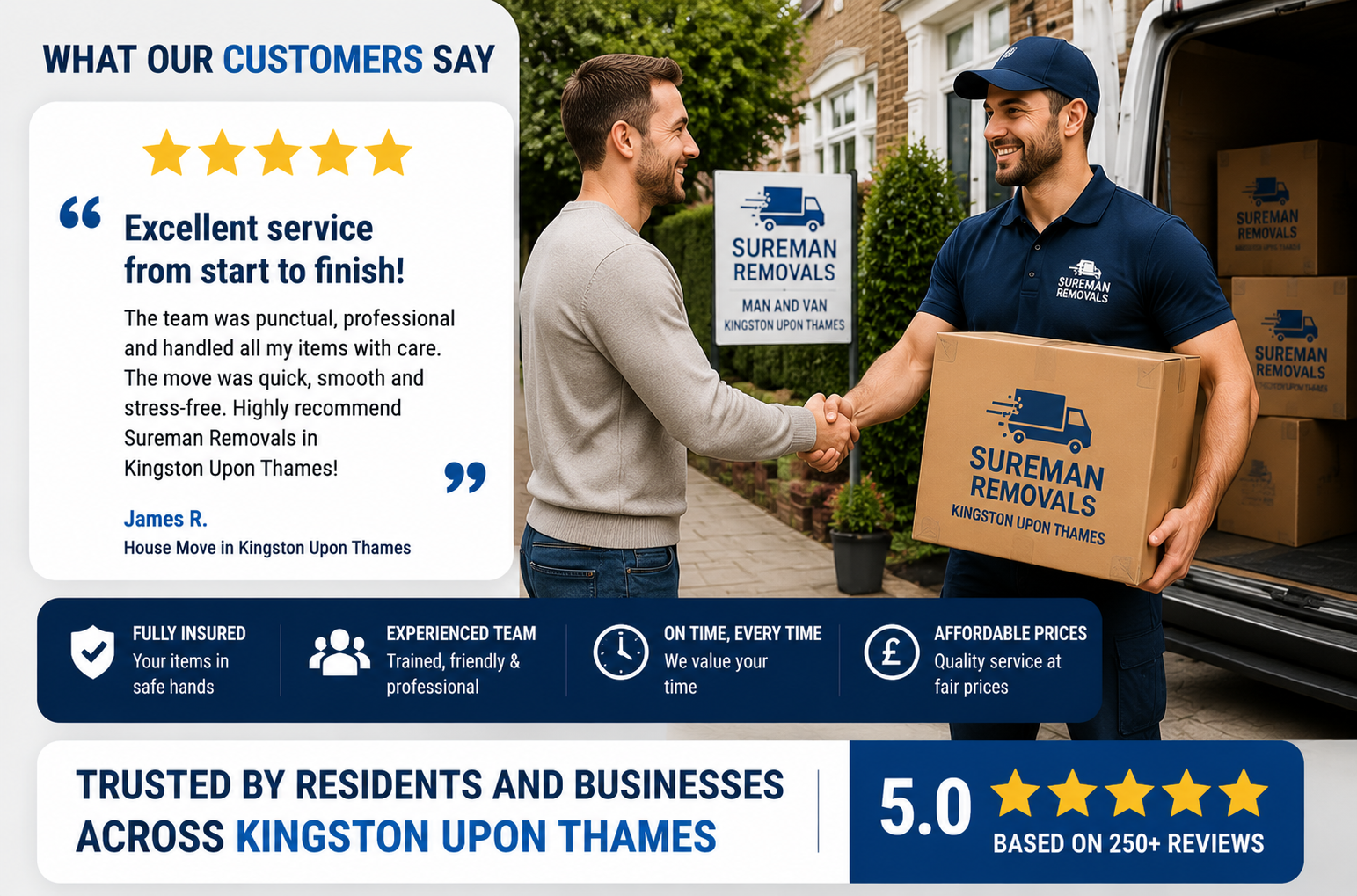 Satisfied customer with movers in Kingston Upon Thames KT1