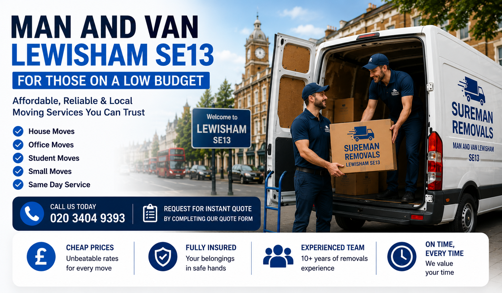 Movers unloading a van in Lewisham SE13
