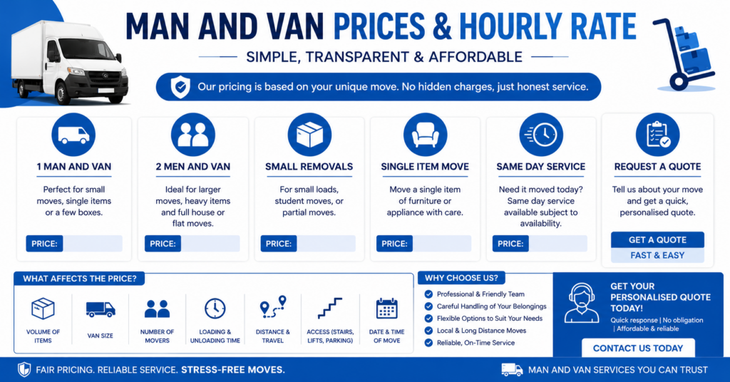 Single item man and van WD24 London service for small removals and furniture delivery