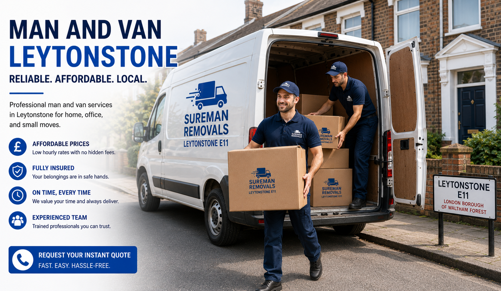 Movers unloading a van in Leytonstone E11