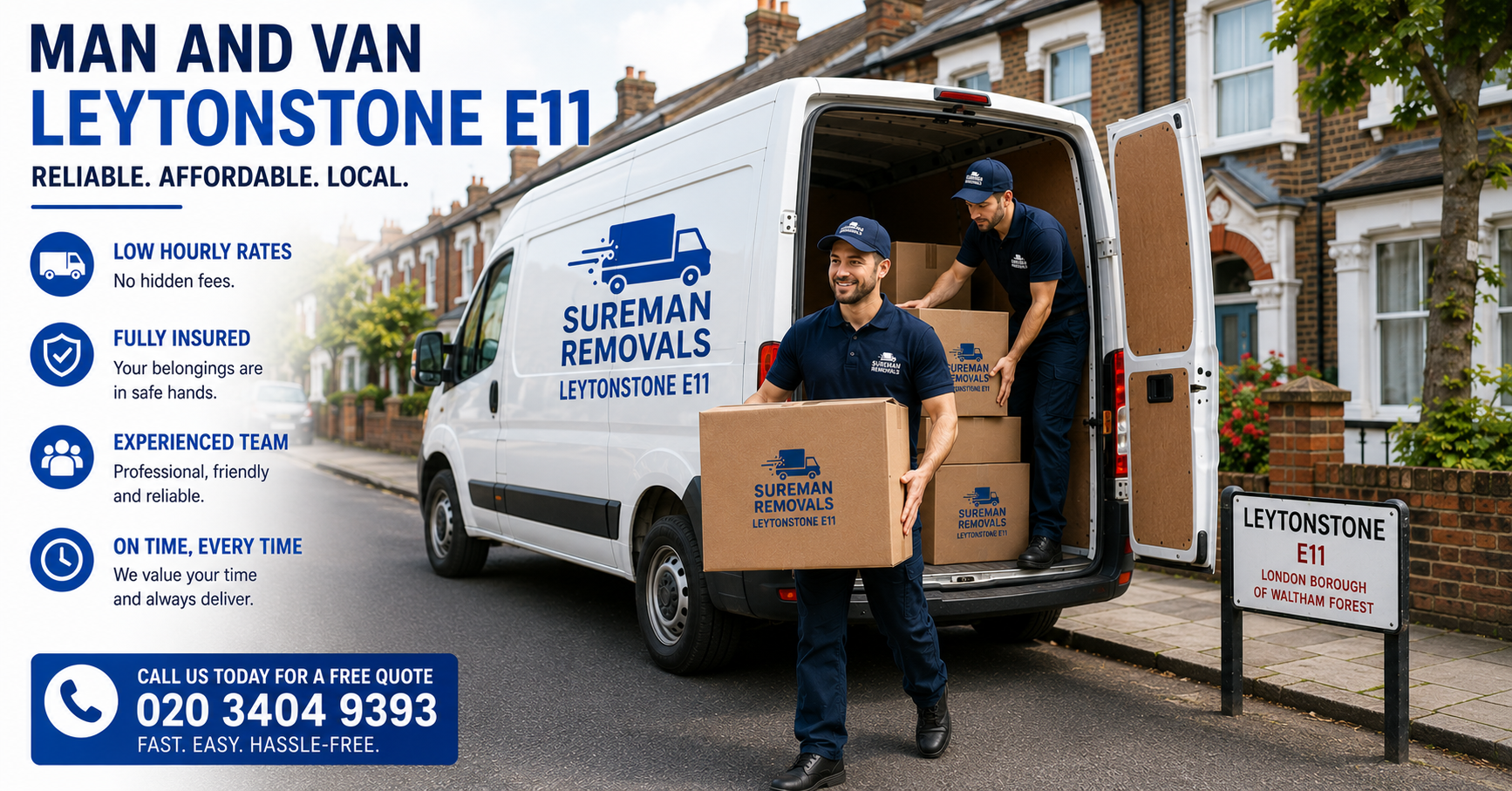 Movers unloading a van in Leytonstone E11