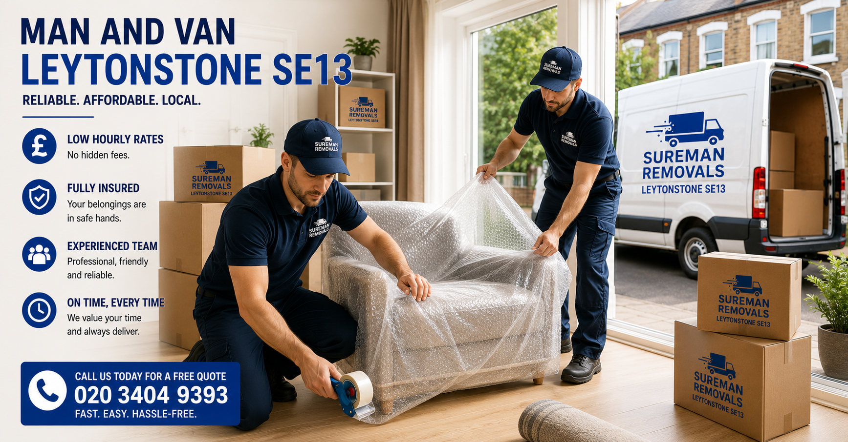 Movers unloading a van in Leytonstone SE13