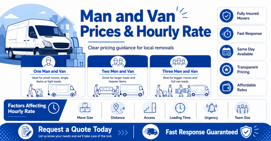 Muswell Hill man and van prices and hourly rate guide for local removals