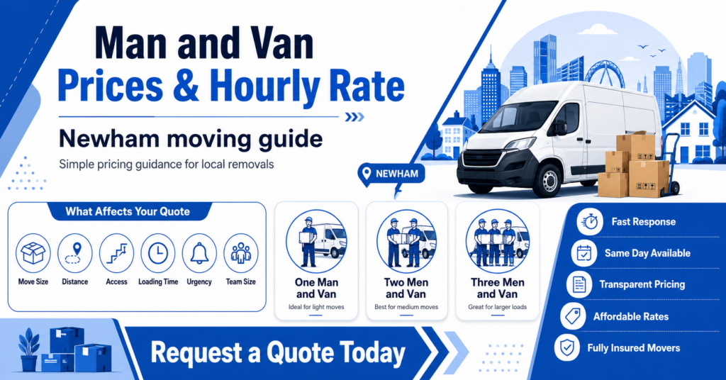 Man and Van Newham prices and hourly rate guide for local removals