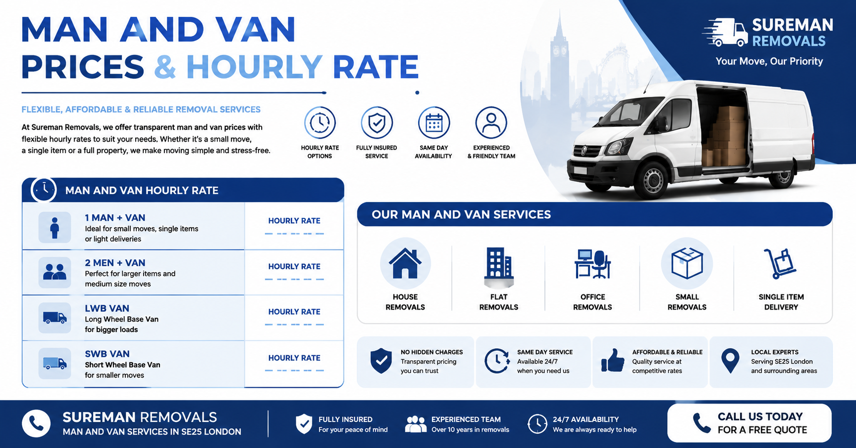 Flexible hourly rate Man and Van SE27 London service