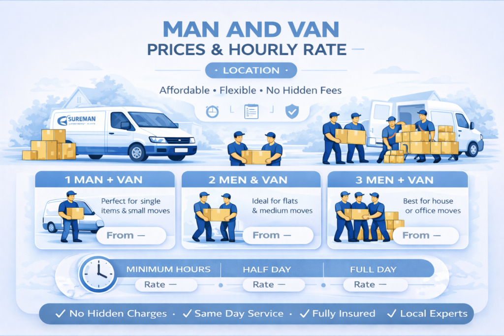 Infographic showing man and van hourly rates in Cockfosters EN4