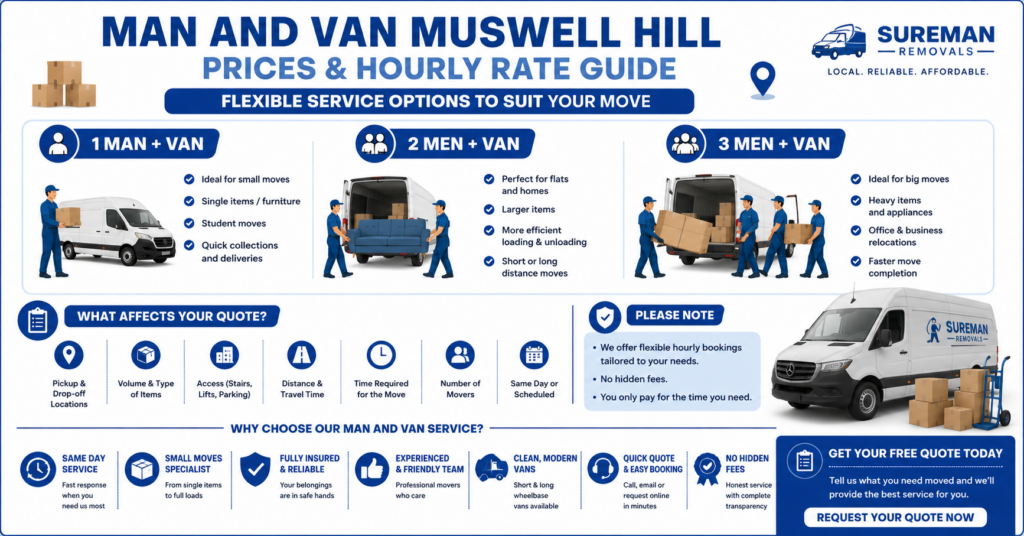 Infographic for man and van Collier Row hourly rate