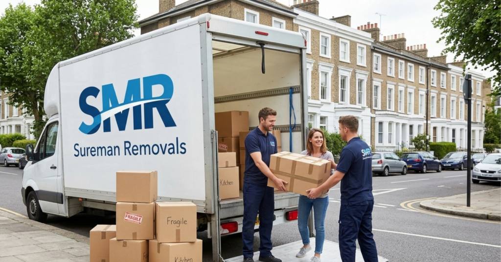 Man and Van Newington N16 team loading boxes into a removals van for a local house move