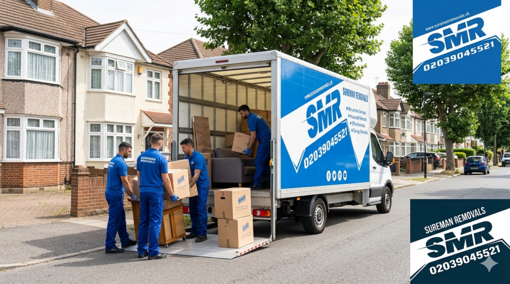 Affordable man and van Park Royal NW10 team loading boxes into a removal van