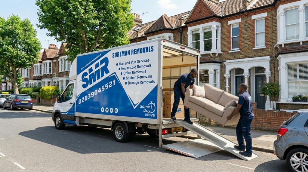 Man and Van Parsons Green SW6 movers loading boxes into a removal van