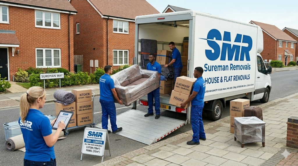Trusted HA1 man and van movers helping a customer with boxes