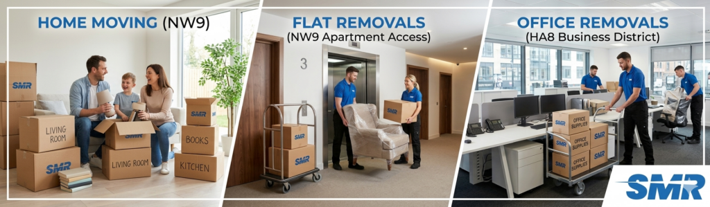 House flat and office removals HA9 London by local man and van movers