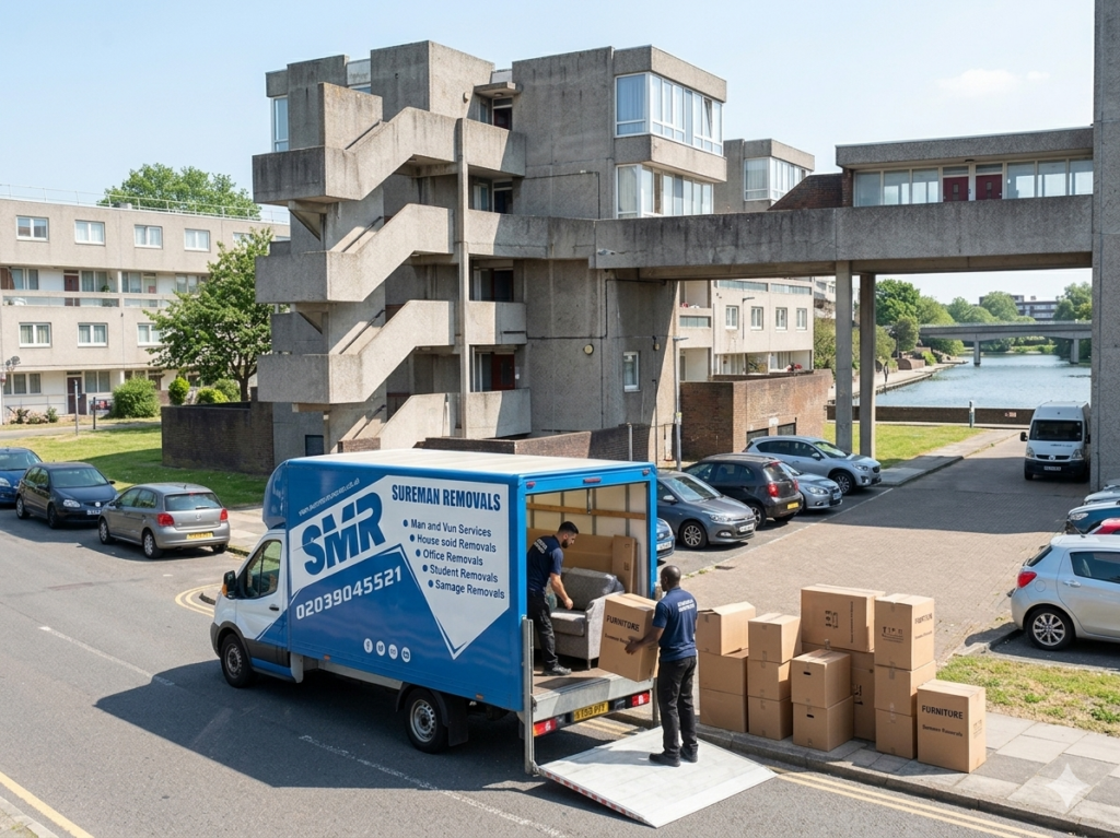 Man and Van Orpington BR5 removal team loading wrapped boxes into a clean moving van