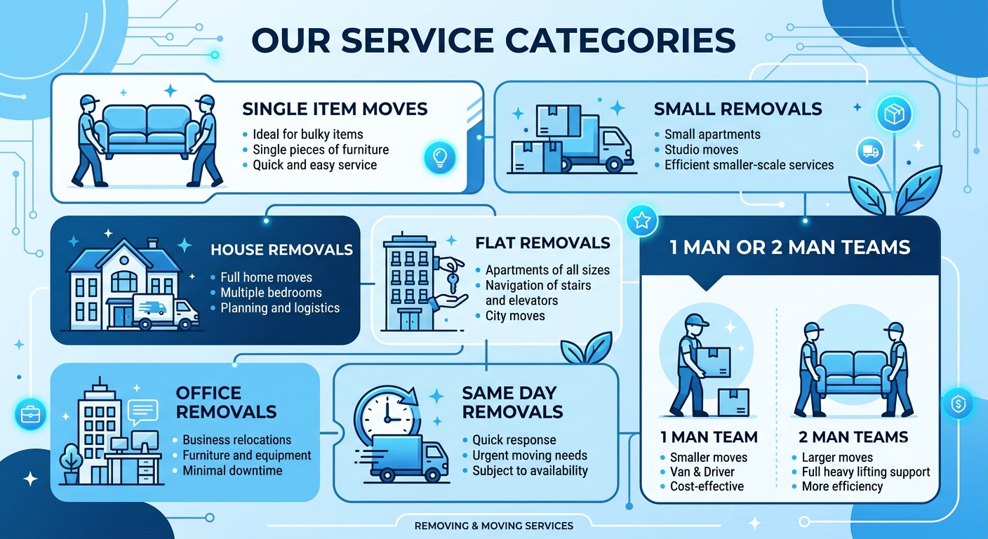 Man and Van Peckham prices and hourly rate infographic for removals services