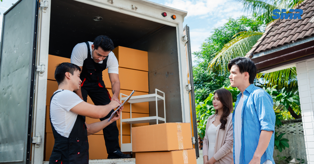 Professional man and van team loading furniture and boxes in Dartford DA1