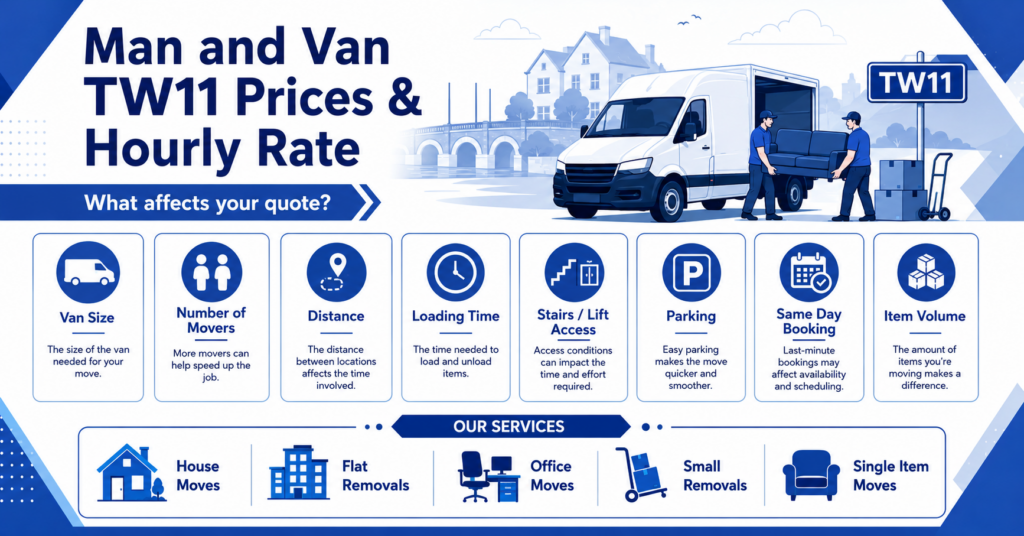 Man and Van TW11 prices and hourly rate infographic