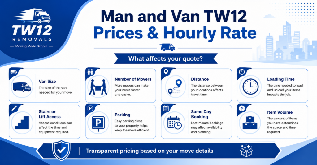 Man and Van TW12 prices and hourly rate infographic