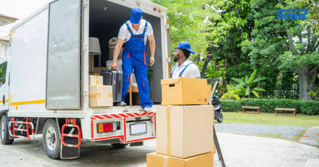 Man and Van TW15 removals team loading boxes in Ashford Surrey