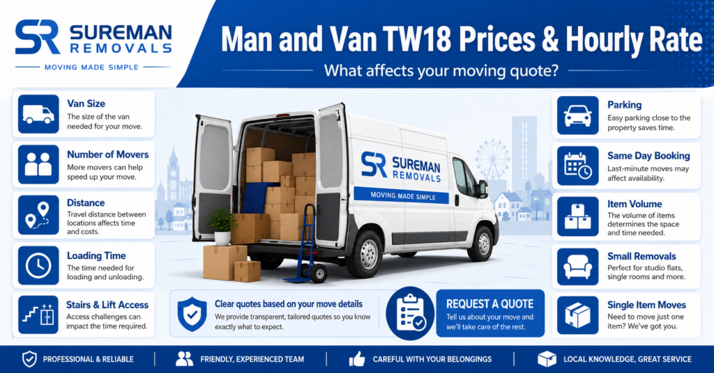 Man and Van TW18 prices and hourly rate infographic