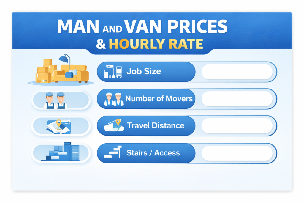 Infographic showing man and van Hayes moving services