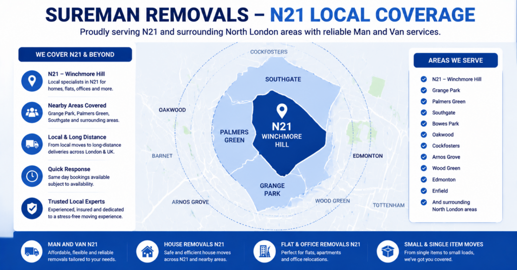 Map showing N21 removals coverage area